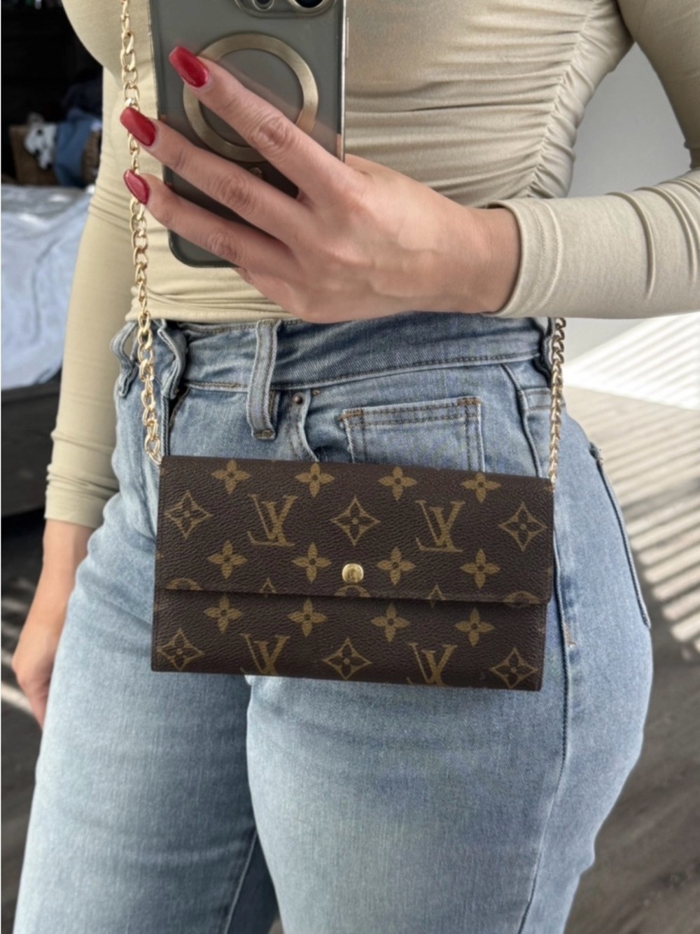 Authentic Louis Vuitton Monogram Wallet Crossbody Bag
